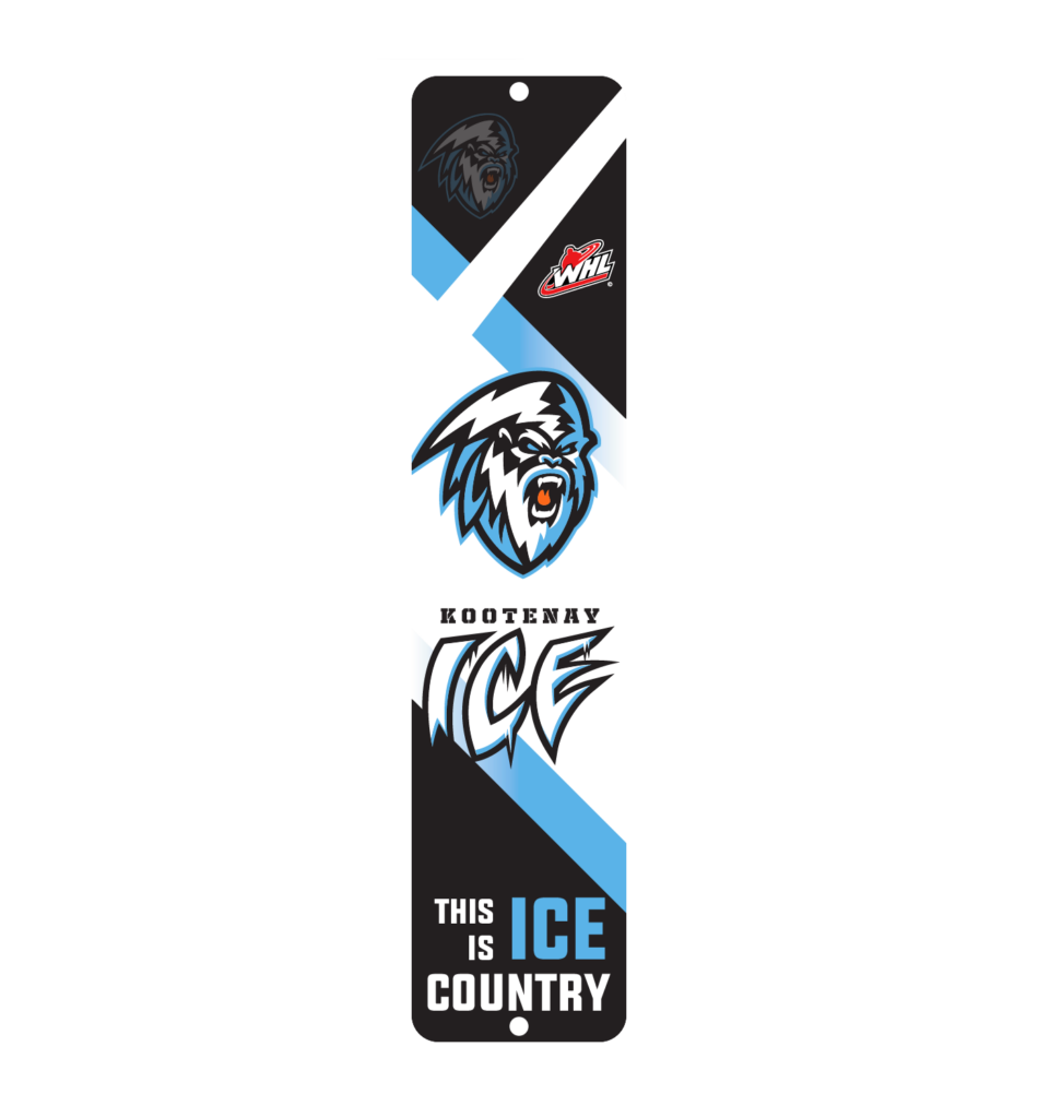 Kootenay Ice street sign with team logo and the slogan “This is Ice Country”