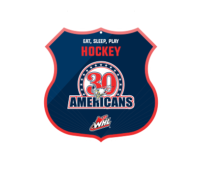 30 Americans hockey shield sign with “Eat, Sleep, Play Hockey” text