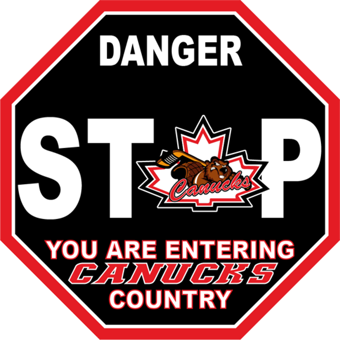 Danger stop sign: You are entering Canucks country