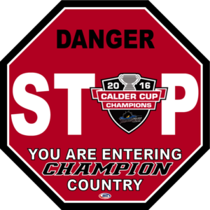 Danger: stop sign. You are entering champion country