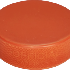 Orange coloured hockey puck