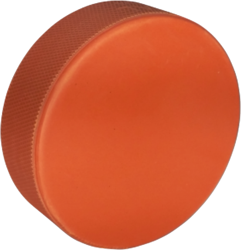 Orange coloured hockey puck
