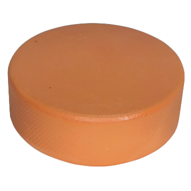 Orange sponge hockey puck