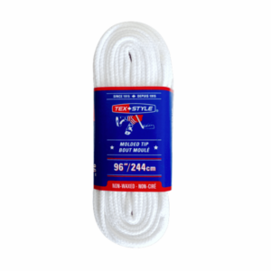 Texstyle white shoelaces, 96 in / 244 cm, moulded tip, non-waxed