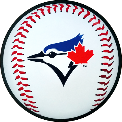 Toronto Blue Jays logo on a baseball round floor mat