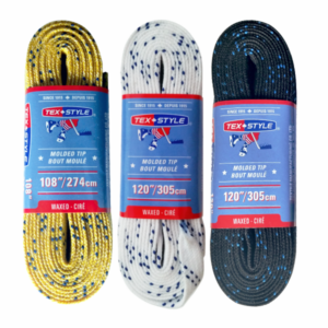 Three waxed laces in yellow, white and black
