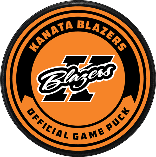 Kanata Blazers custom official game puck logo