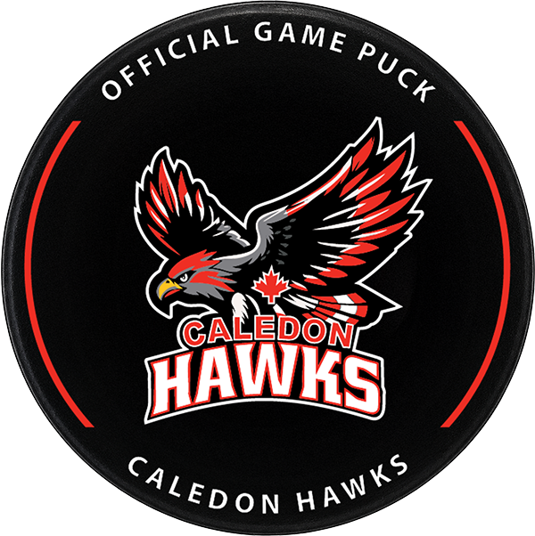 Caledon Hawks custom official game puck logo